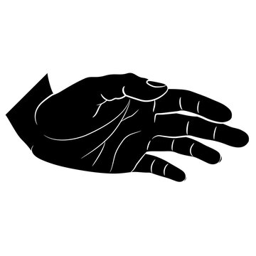 recommend clip art: Human hand with open palm. Protecting gesture. Black and white negative silhouette.