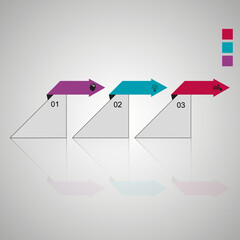 Visualization of business data, infographics. Scheme of the process of elements using graphics, diagrams for three stages, numbers, options, parts. Business vector for presentation.
