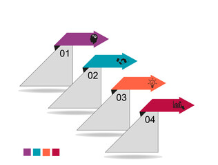 Visualization of business data, infographics. Scheme of the process of elements using graphics, diagrams for four stages, numbers, options, parts. Business vector for presentation.