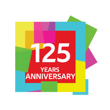 125 years, for anniversary and celebration logo, vector design on colorful geometric background
