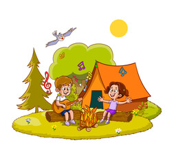Illustration of children summer camp vector