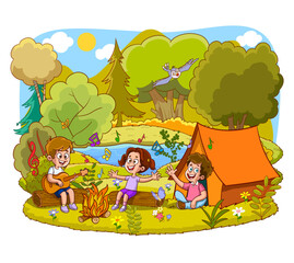 Obraz na płótnie Canvas Illustration of children summer camp vector