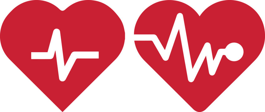 Heart icon with a plus. Cardiogram heart icon set. Medical health care. Love passion concept. Heart shape. Romantic design. heart beat pulse flat icon for medical apps and websites