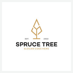 Spruce Tree Monoline Logo design template