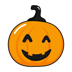 Halloween scary pumpkin spooky creepy vegetable icon.