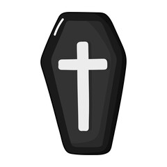 Obraz premium Coffin with cross icon.