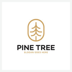Pine Tree Monoline Logo design template