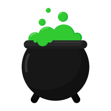 Halloween Witch Pot Flat Icon.