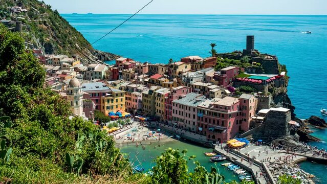 Overview of Italian coastal town Vernazza