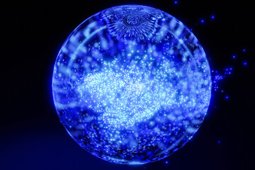 3D render abstract boll space cube