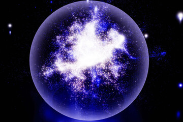 3D render abstract boll space cube