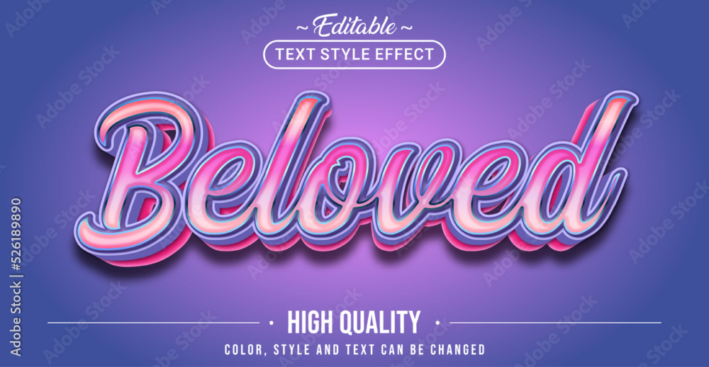 Poster Editable text style effect - Beloved text style theme.