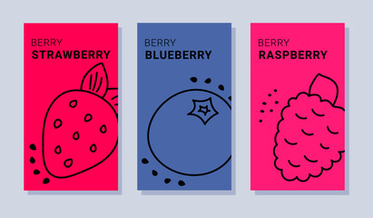 A collection of bright banners with berries for social networks. Vector illustration