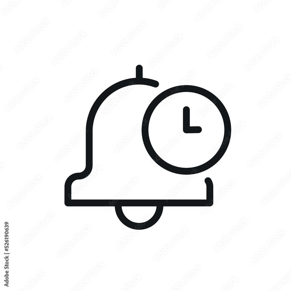 Poster notification with timer linear icon. thin line customizable illustration. contour symbol. vector iso