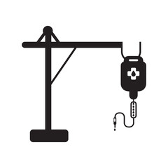 Hospital blood drip bag icon | Black Vector illustration |