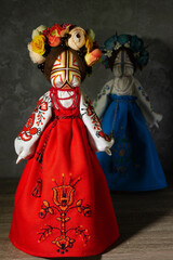 Fototapeta na wymiar Lyalka motanka. Motanka doll. Handmade Ukrainian national ancient amulet. Symbol of Ukraine.