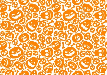 Halloween seamless pumpkins and witch hat and ghost pattern for fabrics and wrapping paper and clothes print