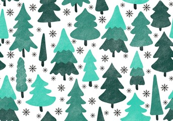 Winter forest seamless Christmas tree pattern for new year wrapping paper and kids clothes print and Noel