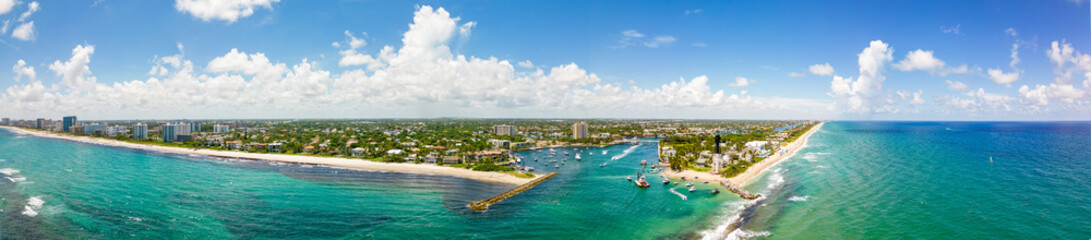 Aerial photo Hillsboro Inlet Lighthouse Point near Pompano Beach FL USA