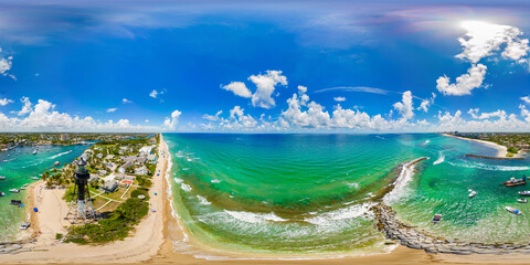 Naklejka premium Lighthouse Point Hillsboro Inlet. 360 vr spherical photo