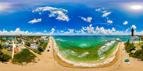 360 vr aerial drone photo Lighthouse Point Pompano Beach FL