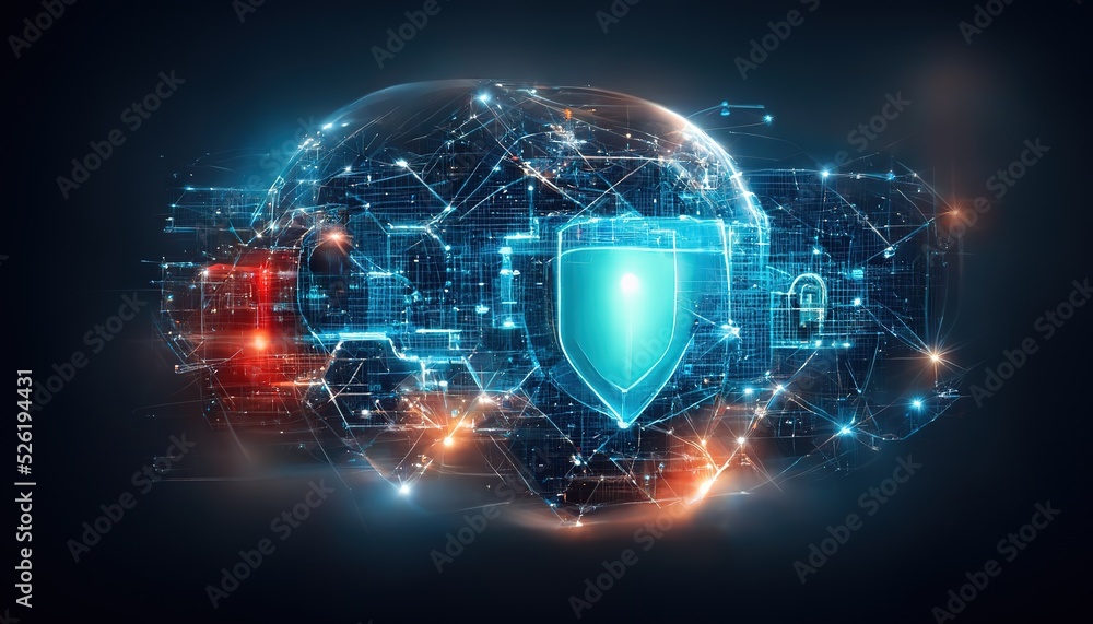 Poster Cyber security technology and online data protection in innovative perception. Padlock With in personal data security Illustrates cyber data or information privacy idea. 3d render 