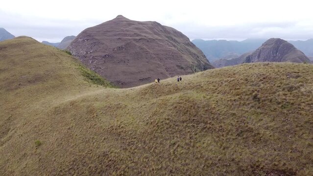 Group of young people hiking in the mountains near Samaipata Bolivia