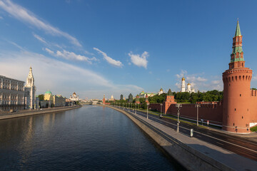 Obraz premium Moscow, Russia, 6 June 2022: Morning landscape around the Red Square and the Kremlin