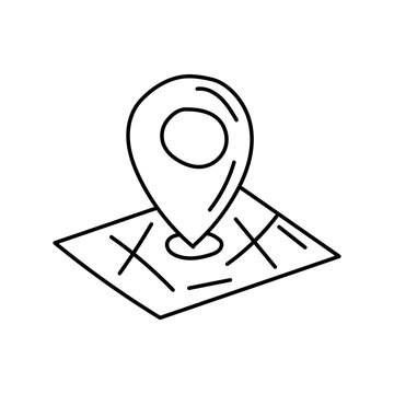 Location Linear Icon. Sketch Hand Drawn Location. Navigation Vector Illustration Doodle Style