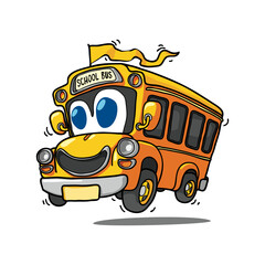 cute yellow smiling school bus