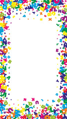 Falling letters of English language. Bright flying words of Latin alphabet. Foreign languages study concept. Gorgeous back to school banner on white background.