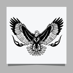 Fototapeta premium vector black eagle on white paper is perfect for logos, illustrations, banners, flyers, wallpapers