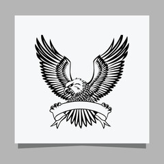 Obraz premium vector black eagle on white paper is perfect for logos, illustrations, banners, flyers, wallpapers