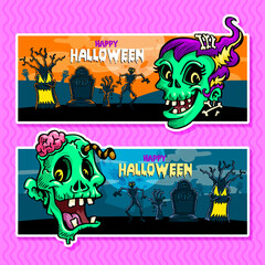 CARTOON STYLE ZOMBIE BANNERS DESIGNS