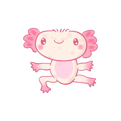 Obraz na płótnie Canvas Cute axolotl mascot cartoon kawaii vector illustration