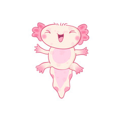 Cute axolotl mascot vector illustration. Jumping axolotl