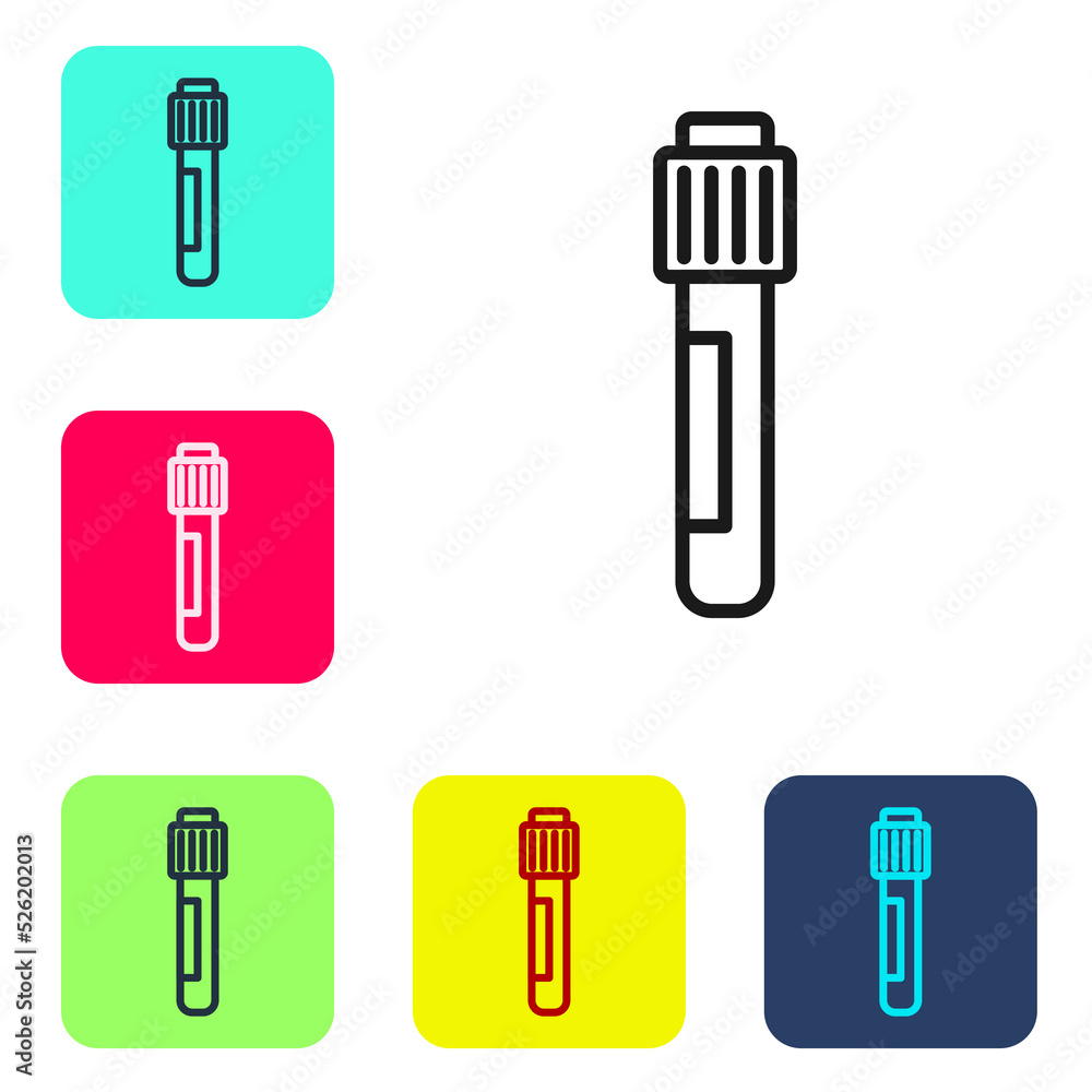 Aufkleber black line test tube and flask chemical laboratory test icon isolated on white background. laborator