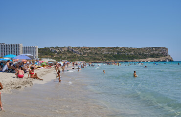 Menorca, Spain: Afternoon in Son Bou beach on a cold sunny day, Menorca, Spain