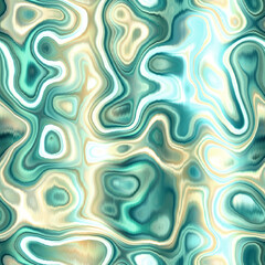 Washed teal wavy blur water reflection melange seamless pattern. Aquarelle effect ashion fabric for coastal nautical blotchy wallpaper background.. Dyed washed with blurry gradient tile able swatch.