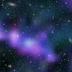 Night sky vector background with stars, nebula and star clusters
