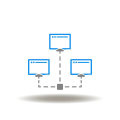 Vector illustration of computer network. Icon of distributed database. Symbol of data server networking.
