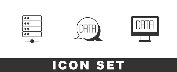 Set Server, Data analysis and icon. Vector