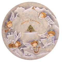 天使　聖なる夜　手描き風