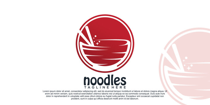 Bowls logo design illustration for ramen noodle icon with creative unique concept Premium Vector