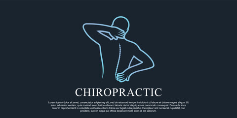 Chiropractic massage logo design illustration for spine therapy with line art style Premium Vector