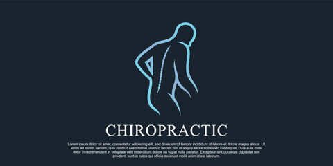 Chiropractic massage logo design illustration for spine therapy with line art style Premium Vector