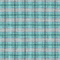 Teal rustic coastal beach house check fabric tile. Seamless sailor flannel textile gingham repeat swatch.