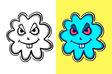 Monster cute hand drawn cartoon vintage style free vector