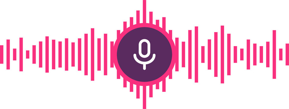 Microphone icon. Voice Recognition AI personal assistant.