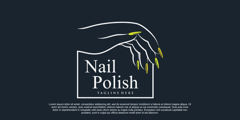 Nail polish icon logo design for nail salon or beauty studio with creative concept Premium Vector